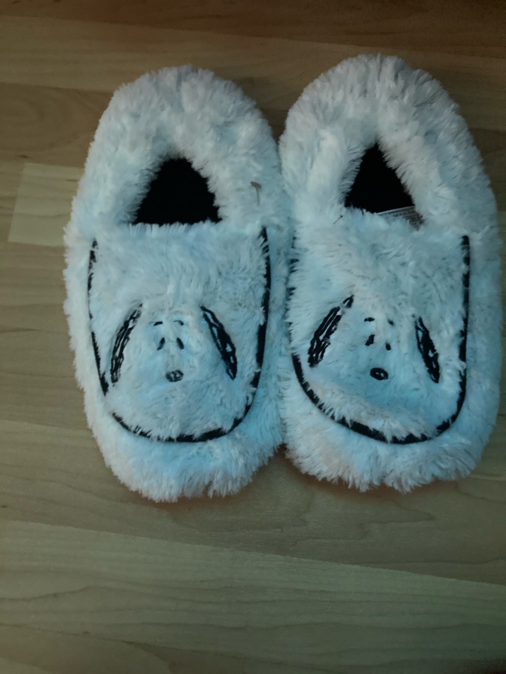 Source Unknown White Fuzzy Puppy Face Kids Slippers